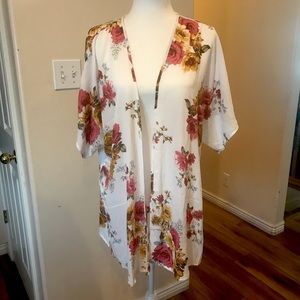 White floral kimono.